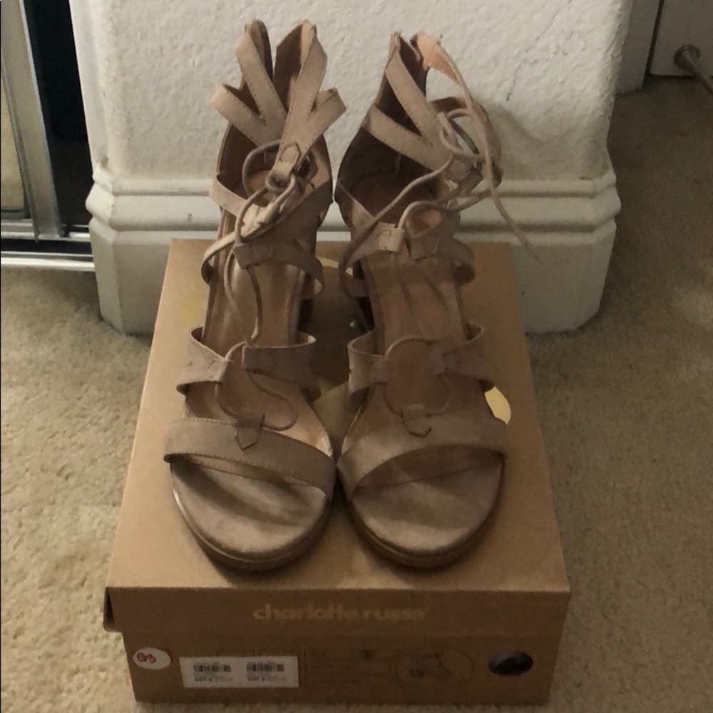 Taupe suede heels